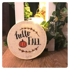 Hello Fall hoop art
